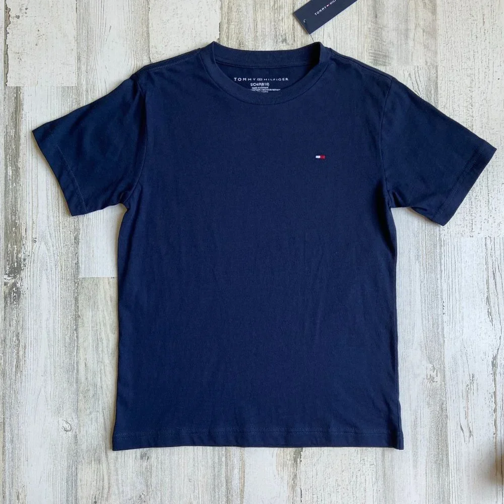 NWT Tommy Hilfiger Boys Size Small 8/10 Navy Blue Short Sleeve Tee Soft
